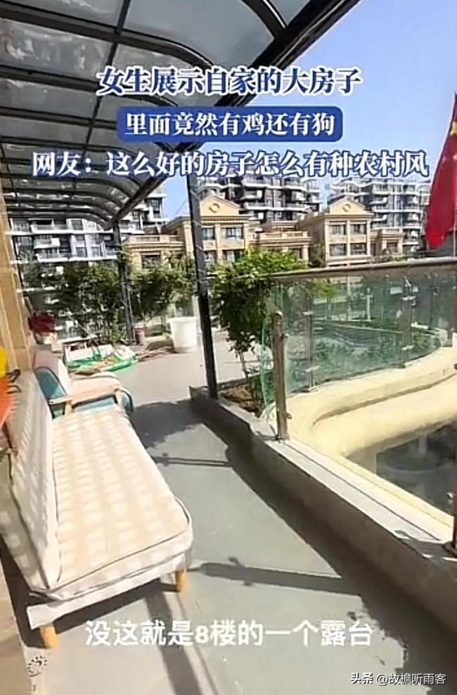 女生自家大房子里有鸡还有狗，还没有一点臭味！
