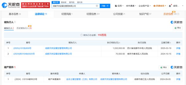 关晓彤代言的天然呆被执行103万