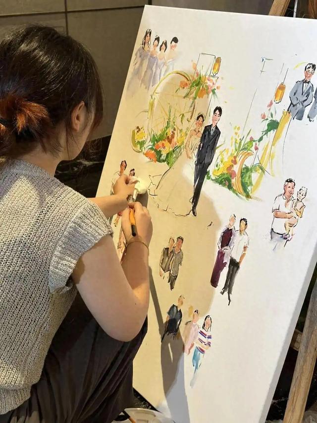 婚礼现场绘画师火了,有人月入2万 定格光学镜头外的感动