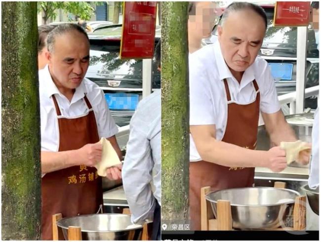 荣昌大爷扯铺盖面表情失控 五一爆火出圈