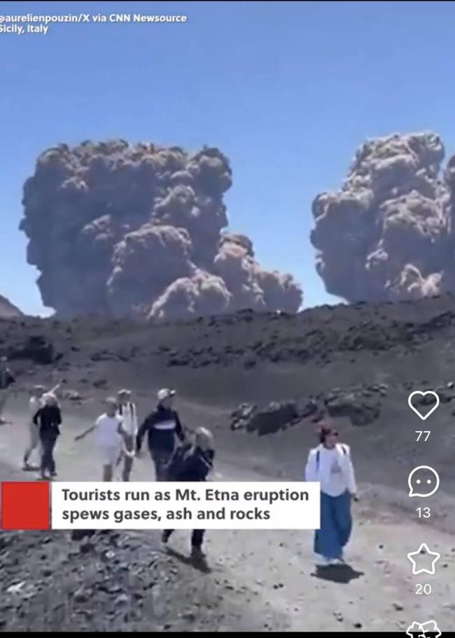 埃特纳火山喷发 约40名游客紧急撤离