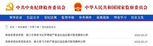 中纪委：5月97人被查41人被处分 反腐行动持续深入