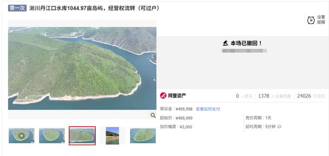 50万起拍一半岛的经营权，拍卖未开始就撤回，负责人：转线下渠道