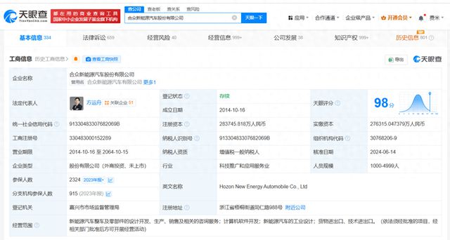 哪咤汽车被执行1750万