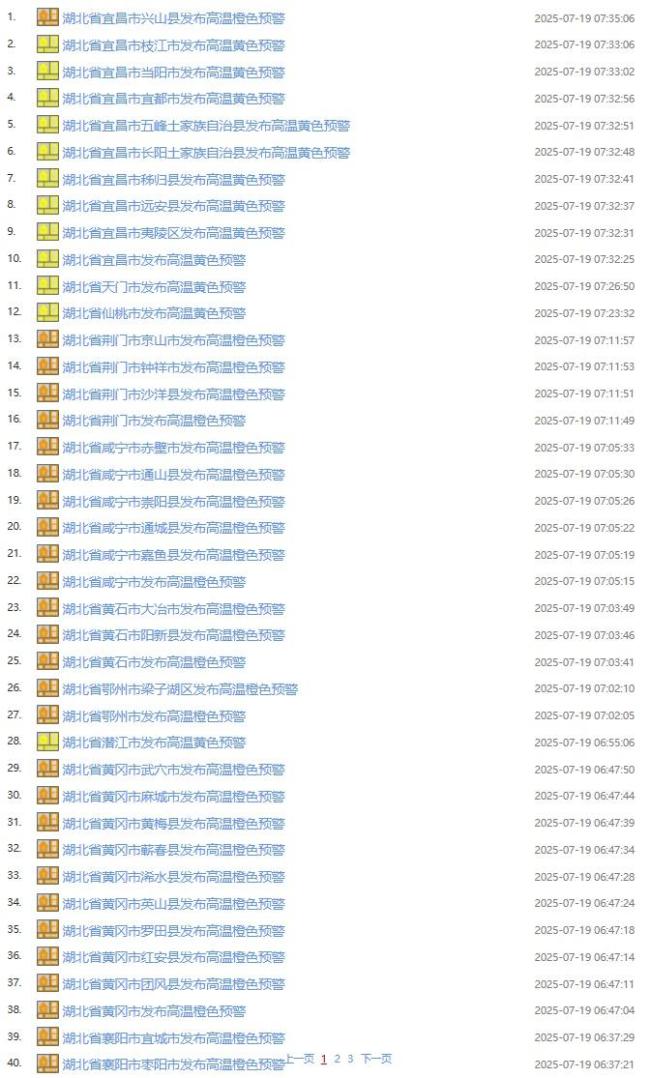 湖北连发67条高温预警 多地气温将超37℃