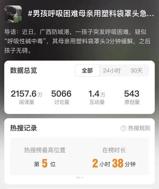孩子“呼吸性碱中毒”，母亲用塑料袋套头缓解，急救专家提醒