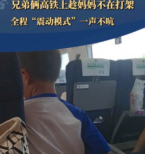 俩小孩高铁上静音打架只动手不动嘴 妈妈回来就把他俩分开了